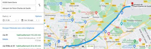 a screenshot of a map with a google maps at SAINT DENIS PARIS STADE de FRANCE DISNEY in Saint-Denis