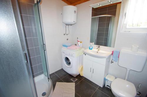 W łazience znajduje się toaleta, umywalka i prysznic. w obiekcie Holiday house Franko w mieście Rakalj