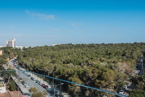 an aerial view of a road with trees at Iberostar Selection Llaut Palma- Adults Only in Playa de Palma
