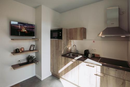 Kuchyň nebo kuchyňský kout v ubytování City Housing Genk
