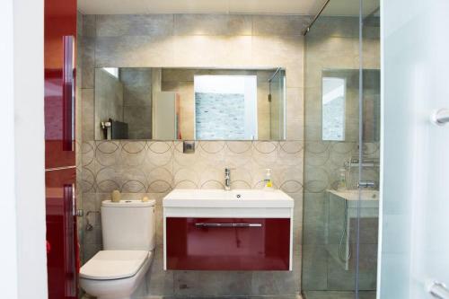 La salle de bains est pourvue de toilettes et d'un lavabo. dans l'établissement LOFT EXCLUSIVO EN EL CENTRO, à Saragosse