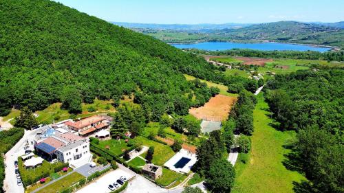 an aerial view of a house on a hill at Sotto Il Cielo Hotel in Pignola