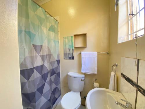 a bathroom with a toilet and a shower at MT Perry in Johannesburg