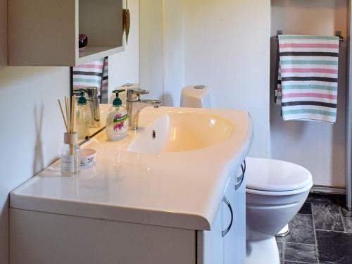 bagno con lavandino bianco e servizi igienici di Holiday home Berg I Østfold a Dale