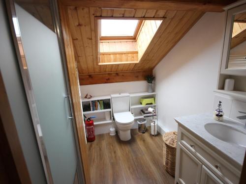 a bathroom with a toilet and a sink at Chalet confortable avec billard, cheminée et Wifi à Vallandry - FR-1-411-545 in Landry