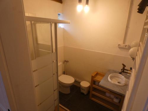 a small bathroom with a toilet and a sink at O Albergue in Lugo