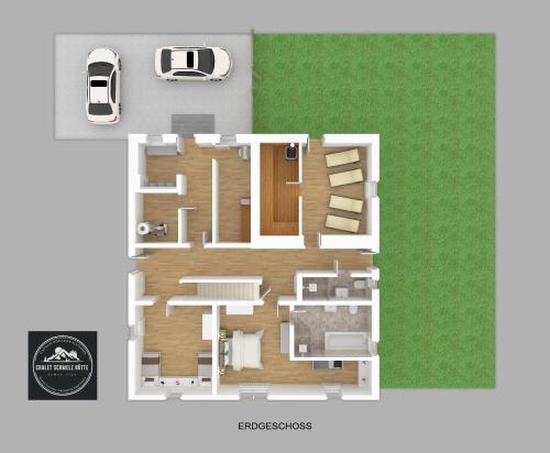 a floor plan of a house at Chalet Schmelz Huette mit Sauna und Garten in Flattach