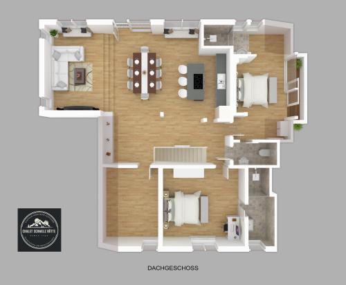 Půdorys ubytování Chalet Schmelz Huette mit Sauna und Garten