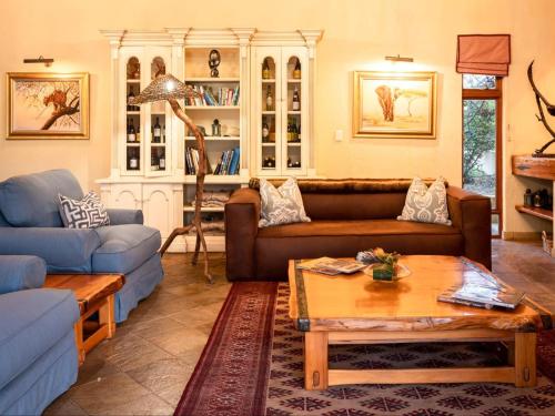 Area soggiorno di Shimungwe Lodge, Thornybush Game Reserve