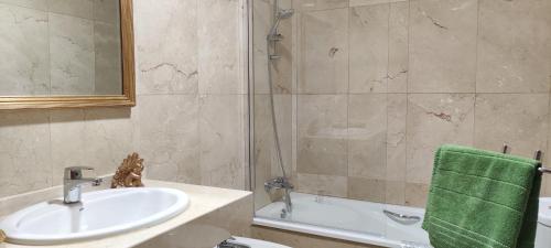 een badkamer met een wastafel en een douche bij Divina 10 in Avilés