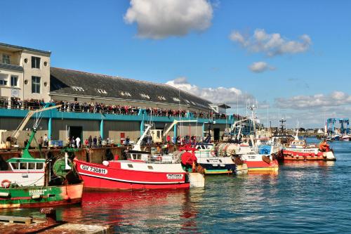 a group of boats are docked in a harbor at Ty Koant au coeur du Guilvinec - Wifi inclus - Draps et serviettes inclus in Le Guilvinec
