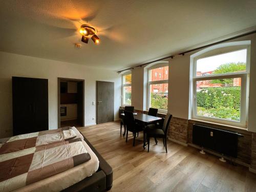 Postel nebo postele na pokoji v ubytování Studio an der Furt