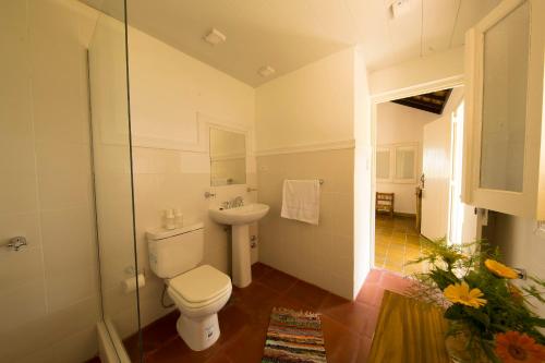 a bathroom with a toilet and a sink at Estancia San Agustin in Curuzú Cuatiá