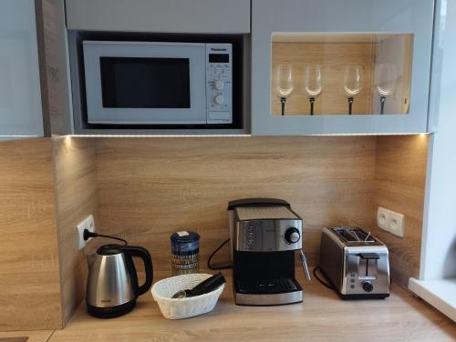Utensilios para hacer té y café en Havel Apartment
