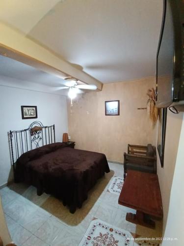 a bedroom with a large bed in a room at Hotel Posada Spa Antigua Casa Hogar in Taxco de Alarcón