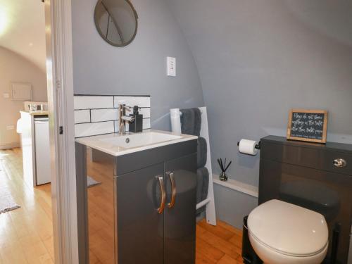 a bathroom with a sink and a toilet at Ash in Uttoxeter
