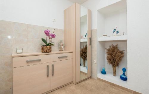 a bathroom with a vanity and a mirror at Cozy Home In Runovic With Outdoor Swimming Pool in Runović