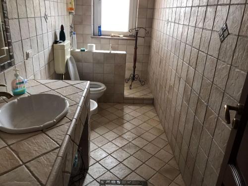 ein Bad mit einem Waschbecken und einem WC in der Unterkunft Villa Filippa in Nicosia