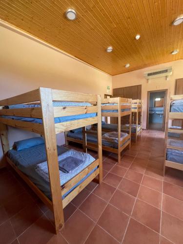 um quarto com vários beliches num quarto em Albergue de griegos em Griegos