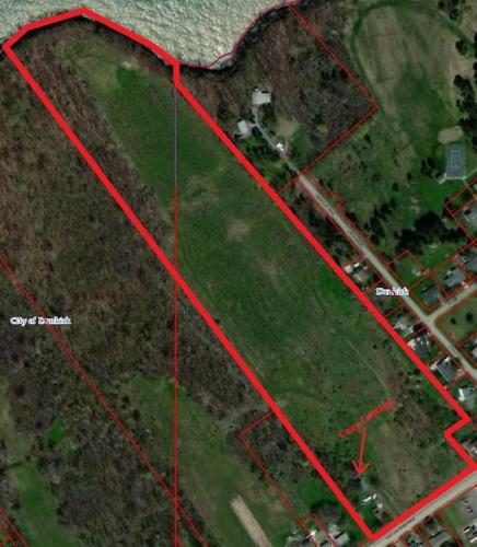 a map of a field with red lines at 3778 East Lake Road in Dunkirk