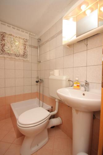 a bathroom with a toilet and a sink at Apartments and rooms with parking space Cunski, Losinj - 2498 in Čunski