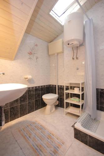 a bathroom with a toilet and a sink and a shower at Apartments with parking space Vis - 2476 in Vis