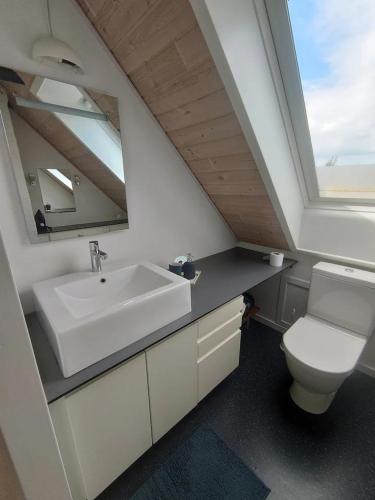 łazienka z umywalką i toaletą w obiekcie Byhus Vejle w mieście Vejle