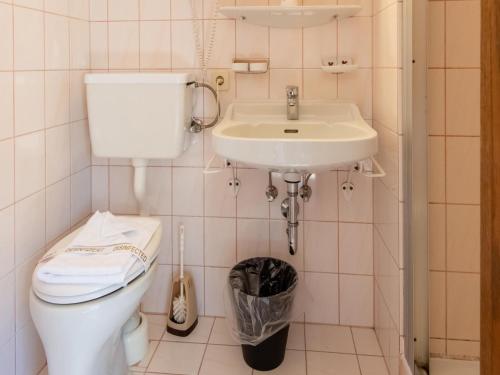 a bathroom with a toilet and a sink at Chalet in Oberau near Ski Slopes in Oberau