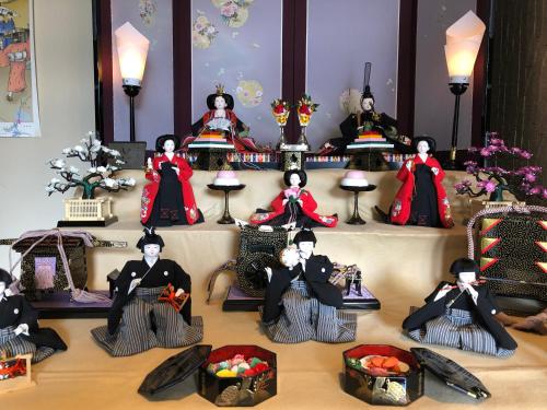a group of figurines sitting on a table at 川端屋　kawabataya in Minamiechizen