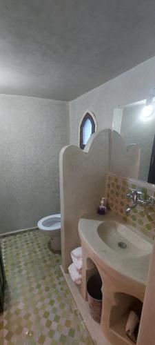 a bathroom with a sink and a toilet at Maison Vallée Du Ziz in Ouled Aissa