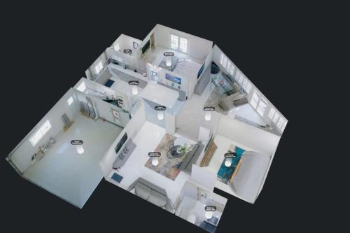 a rendering of a kitchen with white furniture at Salt Life Beach Cottage Sleeps 8 Heated Pool in Pompano Beach