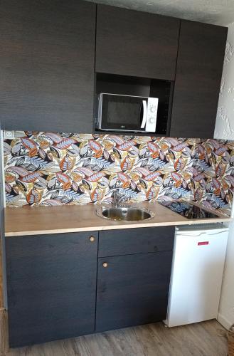 Dapur atau dapur kecil di Spacieux studio grande plage