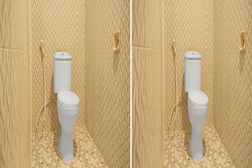 two pictures of a toilet in a bathroom at OYO 91762 Green Home Stay Syariah 