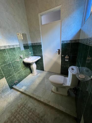 a bathroom with a toilet and a sink at El Tessa garden/serviced apartment in Kisumu