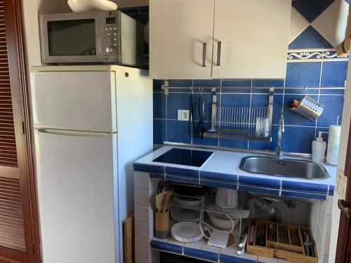 a small kitchen with a sink and a microwave at Eagle Studio in San Miguel de Abona