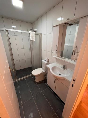 uma casa de banho com um WC e um lavatório em Stone Garden Apart em Istambul