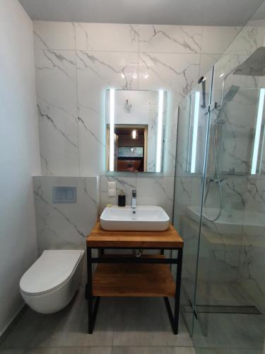 Bilik mandi di Tarnawa Gold, Sauna, Jacuzzi, Grota solna,