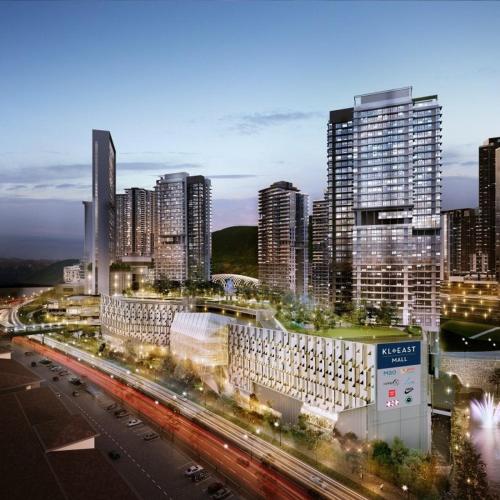 a view of a city with many tall buildings at Studio at The Ridge KL East J in Kuala Lumpur