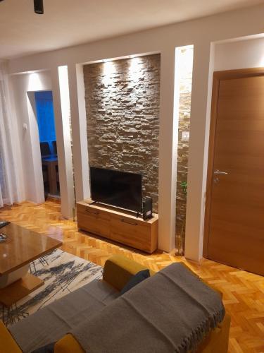 ニシュにあるHoliday apartaments 2のソファと薄型テレビのあるリビングルーム