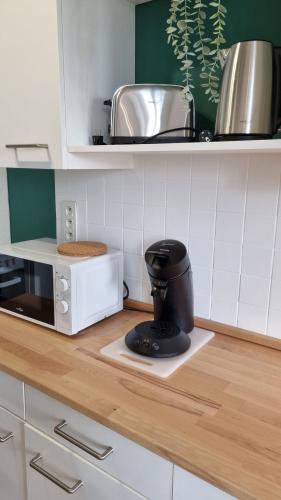 a kitchen with a coffee maker on a counter at Cristal 1 in Issoire