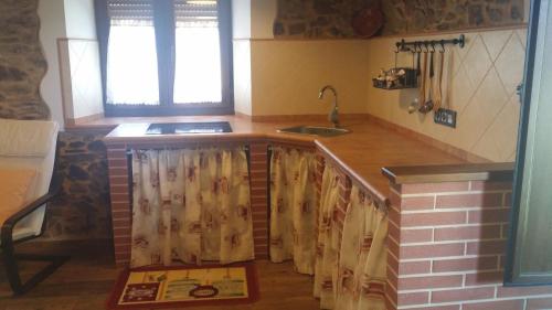 - une cuisine avec un évier et un comptoir dans l'établissement MINI PICONEIRO II, à Pravia