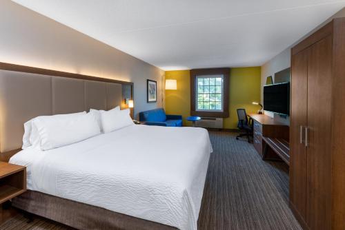 a hotel room with a large bed and a television at Holiday Inn Express State College at Williamsburg Square by IHG in State College
