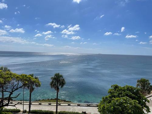 a view of the ocean with palm trees at Villa Marbella by Potenza Rentals in Santo Domingo