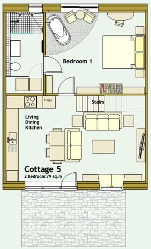 a floor plan of a house at K2Cottages in Kilday