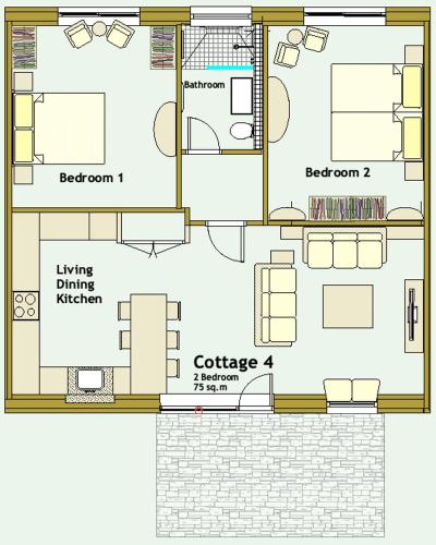 a floor plan of a house at K2Cottages in Kilday