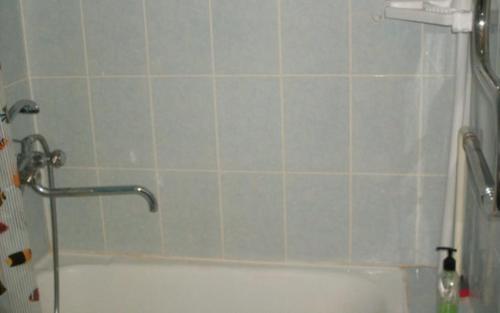 ズラトウーストにあるKlondaik apartment at prospect Gagarina 8, liniya 7のバスルーム(シャワー、バスタブ付)