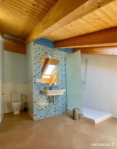 a bathroom with a sink and a toilet at La Posada de Pesquera in Pesquera de Duero