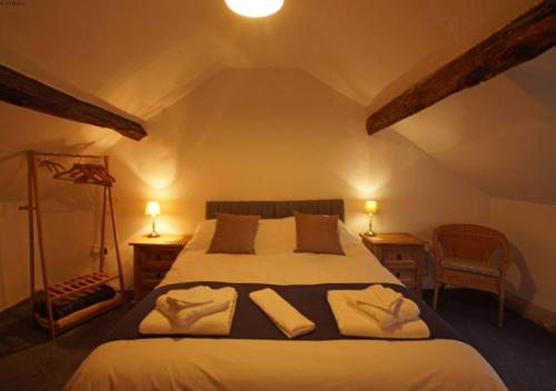 a bedroom with a large bed in a attic at Penclogwynau in Dolgellau