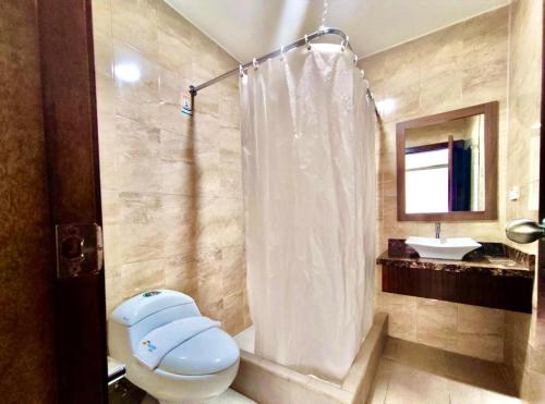 HOTEL MAESJHU في أتاكاميس: حمام مع مرحاض ودش ومغسلة