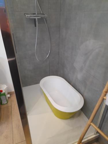 a bathroom with a bath tub in a shower at Place 86 in La Reid
